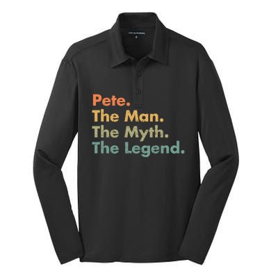 Pete The The Myth The Legend Dad Grandpa Funny Gift Silk Touch Performance Long Sleeve Polo