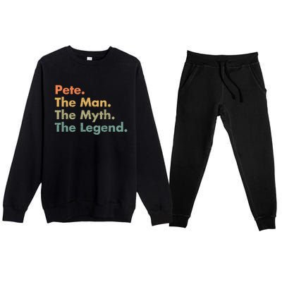 Pete The The Myth The Legend Dad Grandpa Funny Gift Premium Crewneck Sweatsuit Set