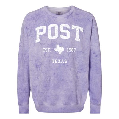 Post Texas Tx Vintage Athletic Sports Colorblast Crewneck Sweatshirt