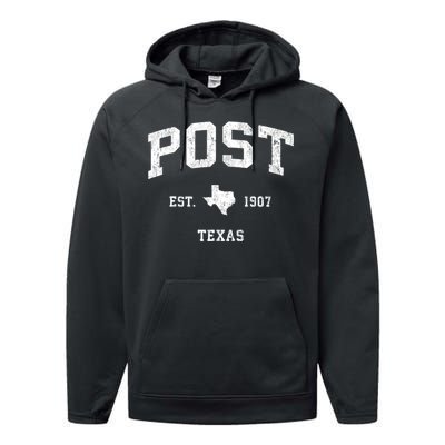 Post Texas Tx Vintage Athletic Sports Performance Fleece Hoodie