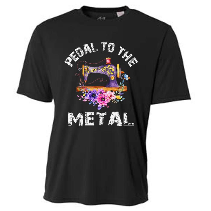 Pedal To The Metal Sewing Machine Quilter Quilting Flowers Cooling Performance Crew T-Shirt