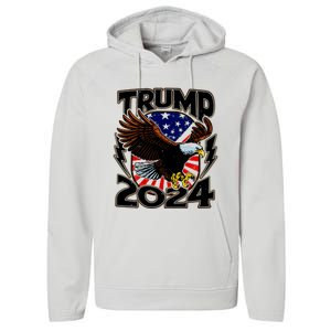 President Trump , Trump 2024 Patriotic Republican Eagle America Performance Fleece Hoodie