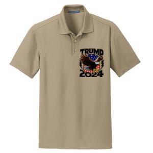 President Trump , Trump 2024 Patriotic Republican Eagle America Dry Zone Grid Polo