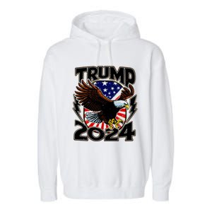 President Trump , Trump 2024 Patriotic Republican Eagle America Garment-Dyed Fleece Hoodie