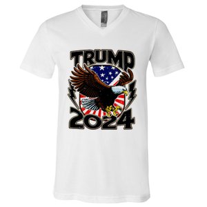 President Trump , Trump 2024 Patriotic Republican Eagle America V-Neck T-Shirt