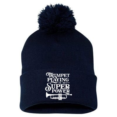 Playing The Trumpet Is My Superpower Trumpeter Player Pom Pom 12in Knit Beanie