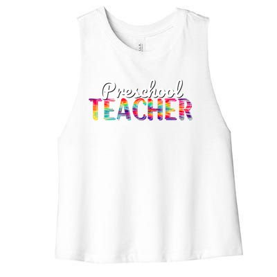 Preschool Teacher Tie Dye Back To School Preschool Funny Gift Women's Racerback Cropped Tank