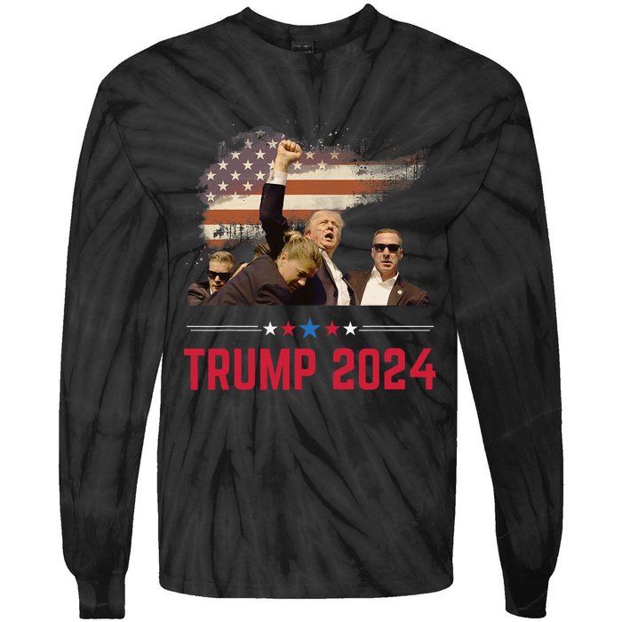 President Trump Trending Political Trump 2024 Election Tie-Dye Long Sleeve Shirt