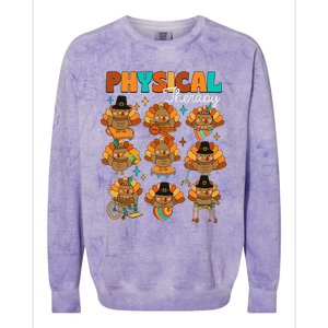 Physical Therapy Turkey Autumn Fall Vibes Thanksgiving Colorblast Crewneck Sweatshirt