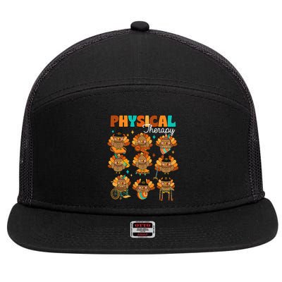 Physical Therapy Turkey Autumn Fall Vibes Thanksgiving 7 Panel Mesh Trucker Snapback Hat