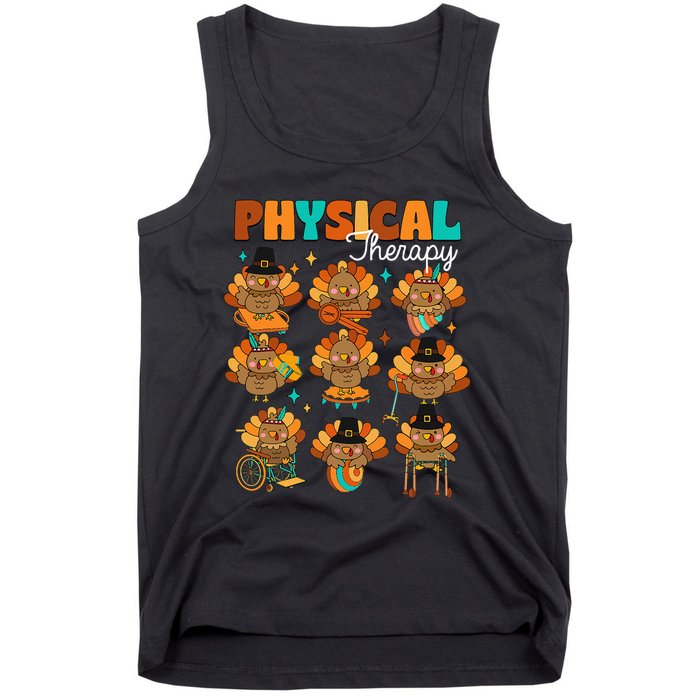 Physical Therapy Turkey Autumn Fall Vibes Thanksgiving Tank Top