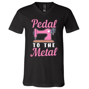 Pedal To The Metal Sewing Machine V-Neck T-Shirt