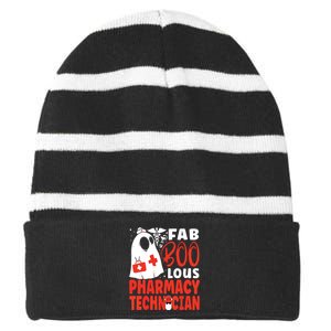 Pharmacy Tech Technician Pharmacist Student Halloween Fab Striped Beanie with Solid Band