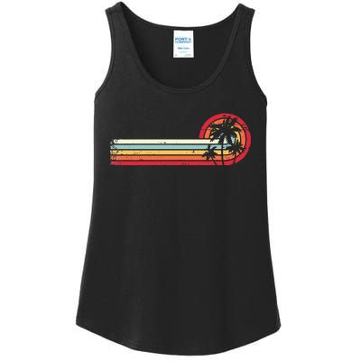 Palm Tree Tropical Beach Retro Style 70s 80s Ladies Essential Tank