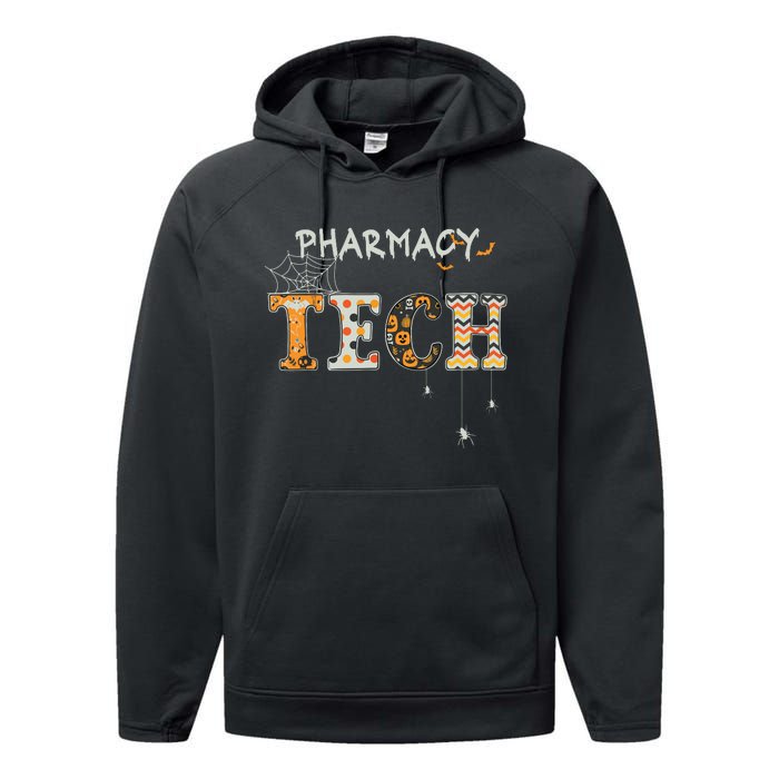 Pharmacy Technician Tech Funny Pharmacist Halloween Spooky Performance Fleece Hoodie