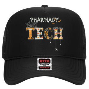 Pharmacy Technician Tech Funny Pharmacist Halloween Spooky High Crown Mesh Back Trucker Hat