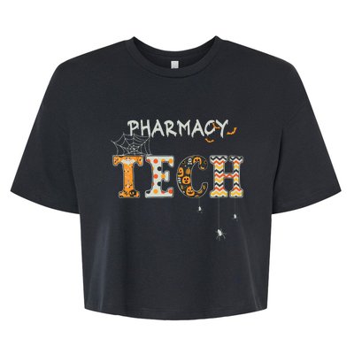 Pharmacy Technician Tech Funny Pharmacist Halloween Spooky Bella+Canvas Jersey Crop Tee