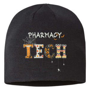 Pharmacy Technician Tech Funny Pharmacist Halloween Spooky Sustainable Beanie