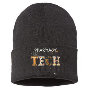 Pharmacy Technician Tech Funny Pharmacist Halloween Spooky Sustainable Knit Beanie