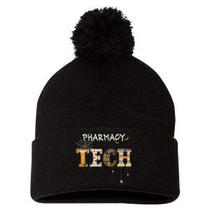 Pharmacy Technician Tech Funny Pharmacist Halloween Spooky Pom Pom 12in Knit Beanie