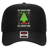 Periodic Table Tree Oh Chemistree Fun Chemistry Teacher Xmas High Crown Mesh Back Trucker Hat