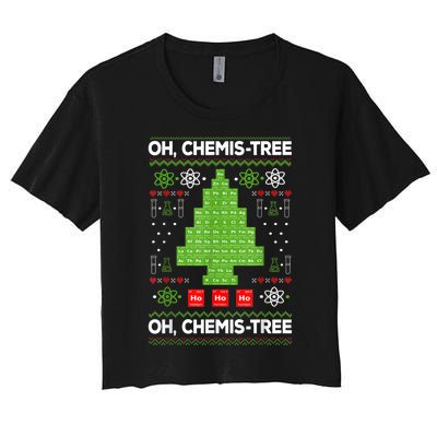 Periodic Table Tree Oh Chemistree Fun Chemistry Teacher Xmas Women's Crop Top Tee