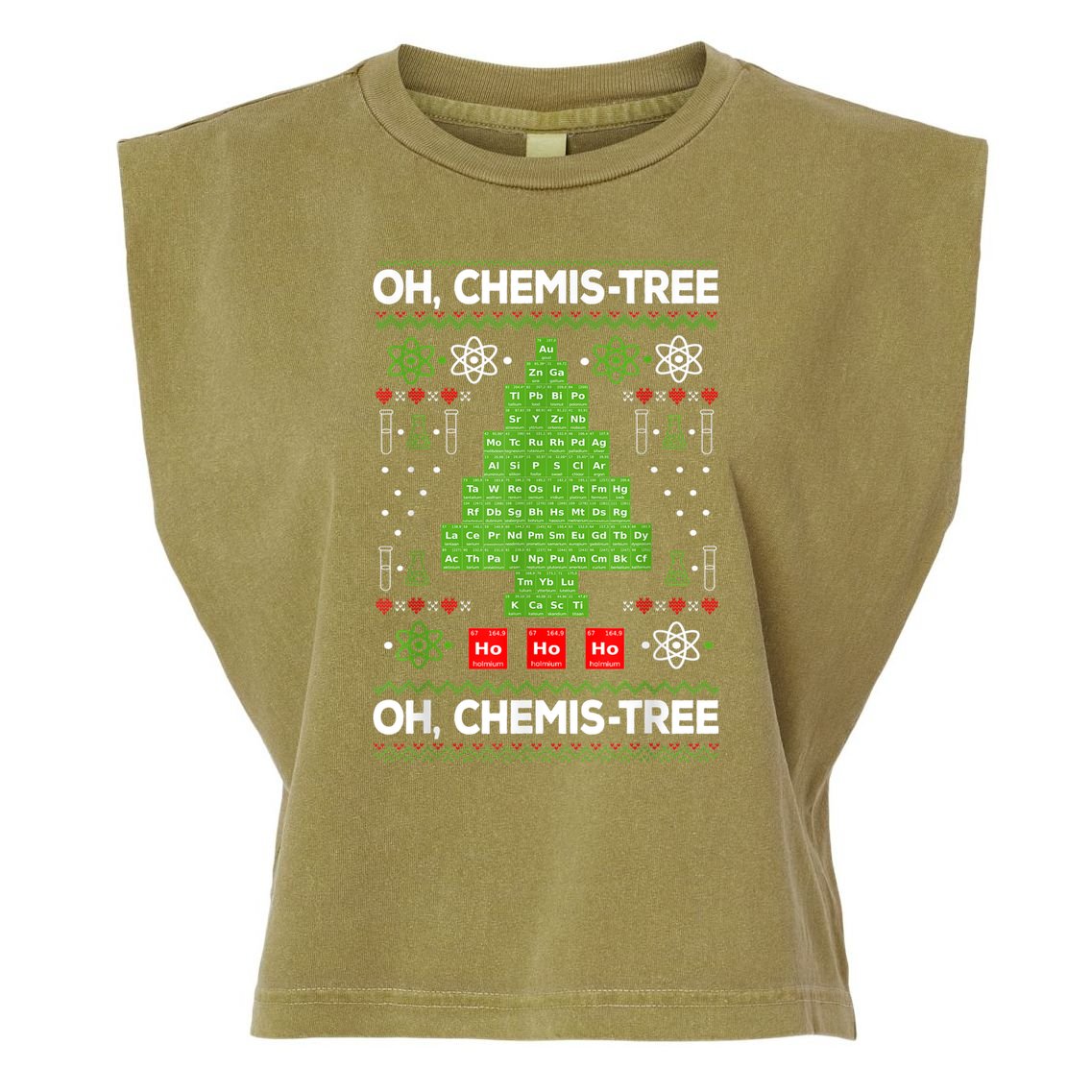Periodic Table Tree Oh Chemistree Fun Chemistry Teacher Xmas Garment-Dyed Women's Muscle Tee