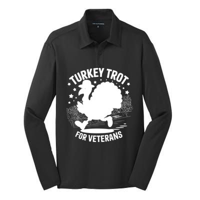 Patriotic Turkey Trot Veteran Thanksgiving Gift Silk Touch Performance Long Sleeve Polo