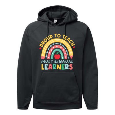 Proud To Teach Multilingual Learners Maestra Spanish Teacher Performance Fleece Hoodie