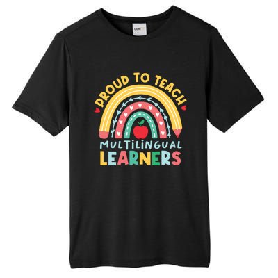 Proud To Teach Multilingual Learners Maestra Spanish Teacher Tall Fusion ChromaSoft Performance T-Shirt