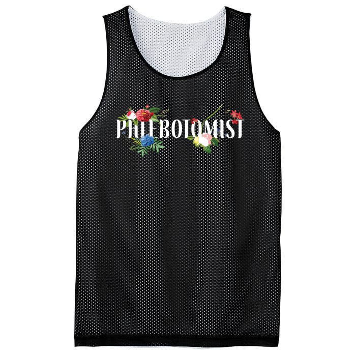 Phlebotomist Tech Technician Flower Floral Mesh Reversible Basketball Jersey Tank