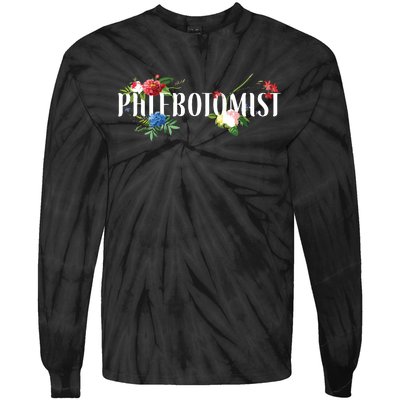 Phlebotomist Tech Technician Flower Floral Tie-Dye Long Sleeve Shirt