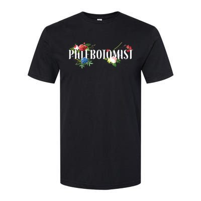 Phlebotomist Tech Technician Flower Floral Softstyle CVC T-Shirt