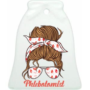 Phlebotomist Tech Technician Girl Ceramic Bell Ornament