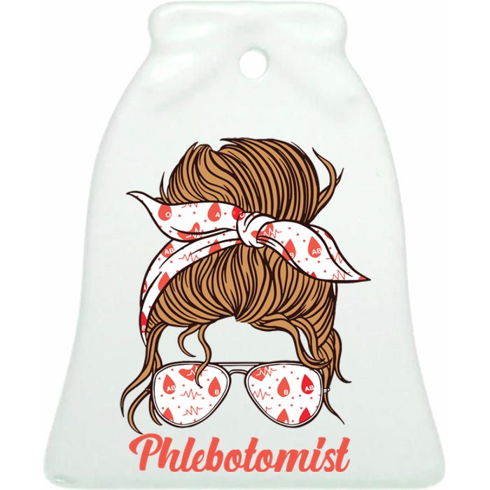 Phlebotomist Tech Technician Girl Ceramic Bell Ornament