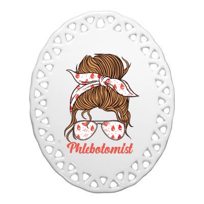 Phlebotomist Tech Technician Girl Ceramic Oval Ornament