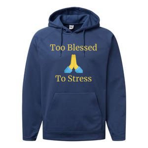 Positive Thinking Too Blessed To Be Stressed Gift Performance Fleece Hoodie