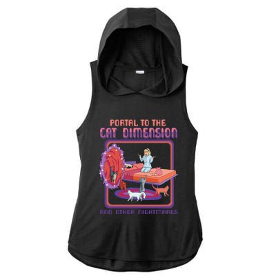 Portal To The Cat Dimension Funny Cat Kitten Lover Ladies PosiCharge Tri-Blend Wicking Draft Hoodie Tank