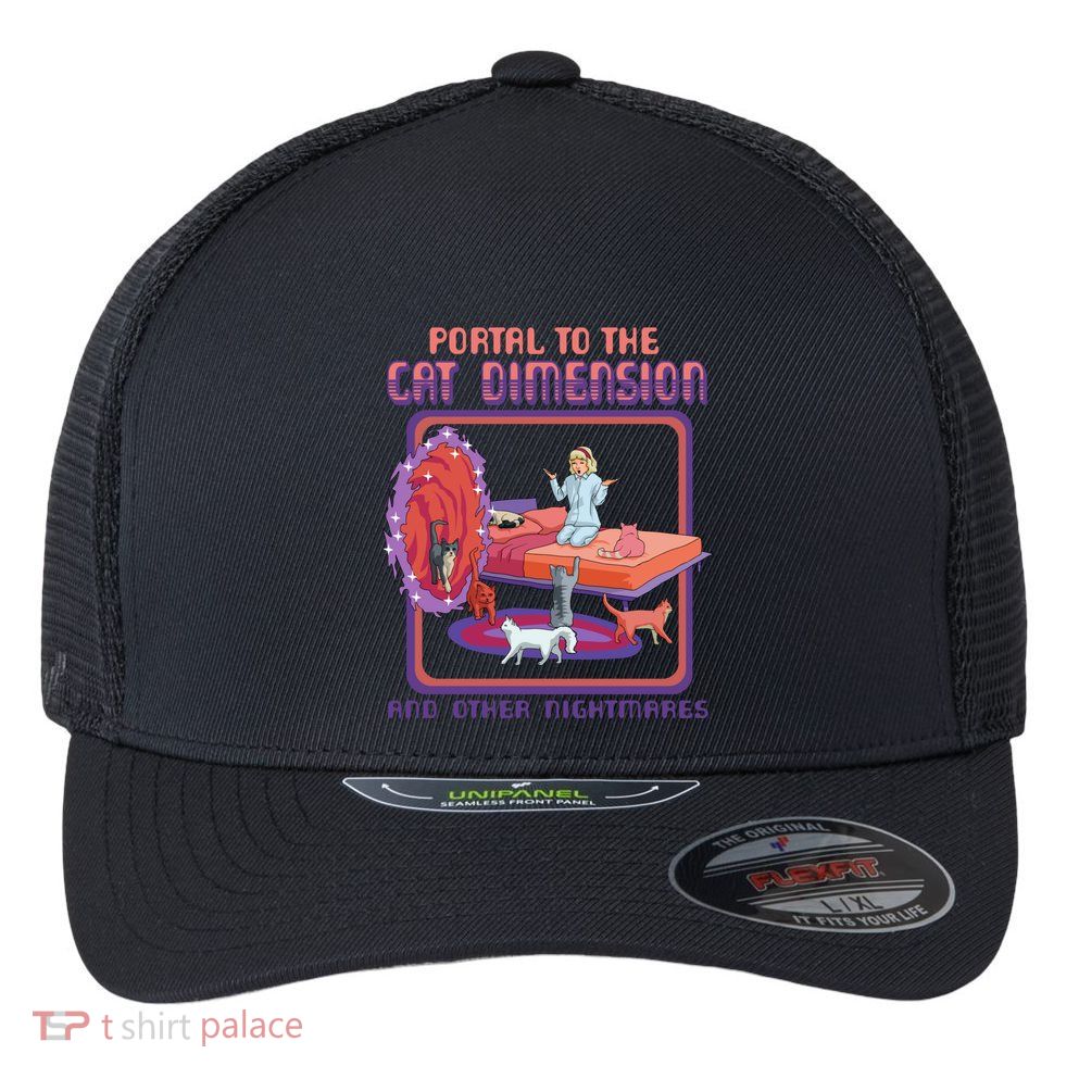 Portal To The Cat Dimension Funny Cat Kitten Lover Flexfit Unipanel Trucker Cap