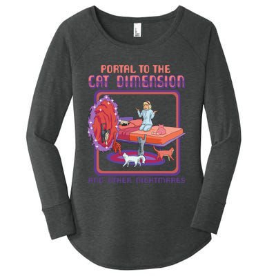 Portal To The Cat Dimension Funny Cat Kitten Lover Women's Perfect Tri Tunic Long Sleeve Shirt