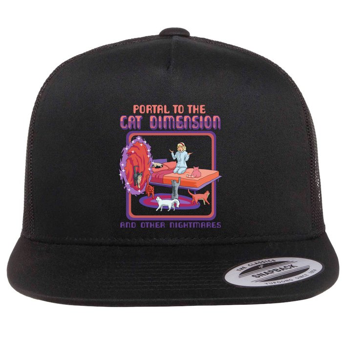 Portal To The Cat Dimension Funny Cat Kitten Lover Flat Bill Trucker Hat