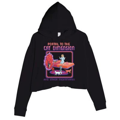 Portal To The Cat Dimension Funny Cat Kitten Lover Crop Fleece Hoodie