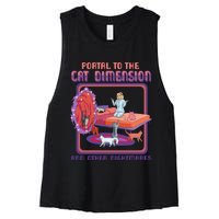 Portal To The Cat Dimension Funny Cat Kitten Lover Women's Racerback Cropped Tank