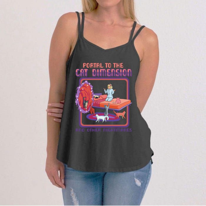 Portal To The Cat Dimension Funny Cat Kitten Lover Women's Strappy Tank