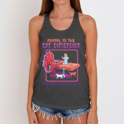 Portal To The Cat Dimension Funny Cat Kitten Lover Women's Knotted Racerback Tank