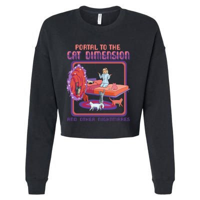 Portal To The Cat Dimension Funny Cat Kitten Lover Cropped Pullover Crew