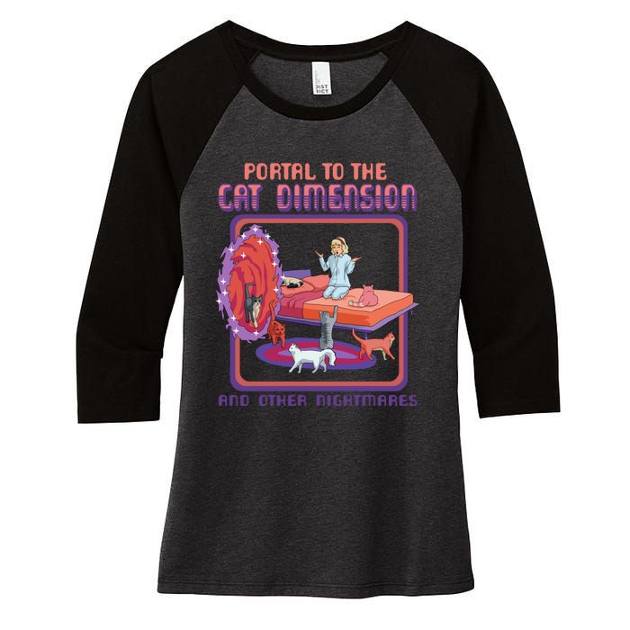 Portal To The Cat Dimension Funny Cat Kitten Lover Women's Tri-Blend 3/4-Sleeve Raglan Shirt