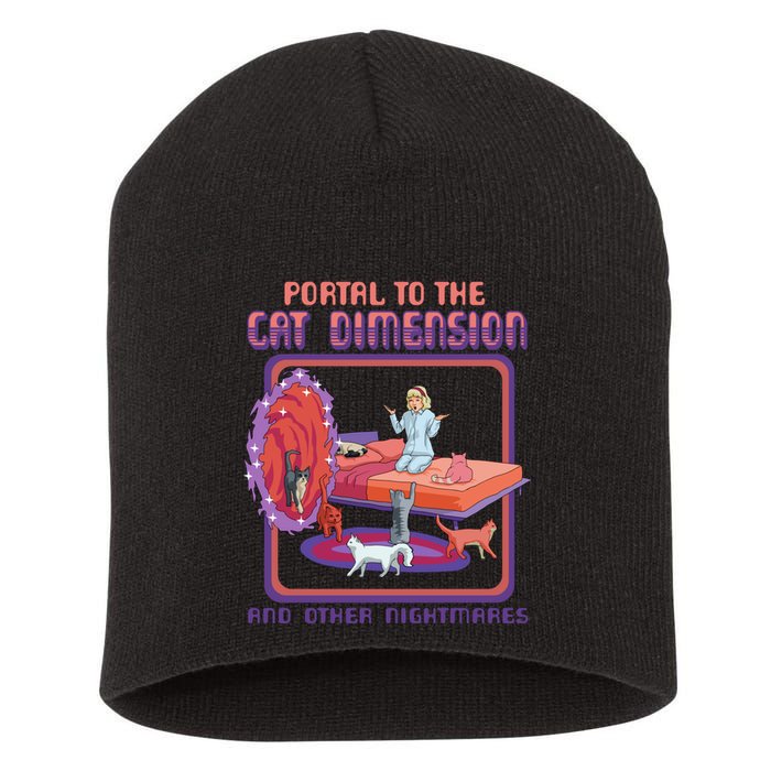 Portal To The Cat Dimension Funny Cat Kitten Lover Short Acrylic Beanie