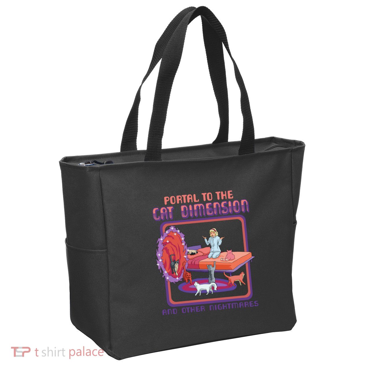 Portal To The Cat Dimension Funny Cat Kitten Lover Zip Tote Bag