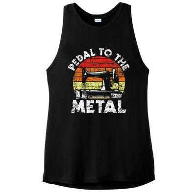 Pedal To The Metal Sewing Machine Quilter Quilting Ladies PosiCharge Tri-Blend Wicking Tank